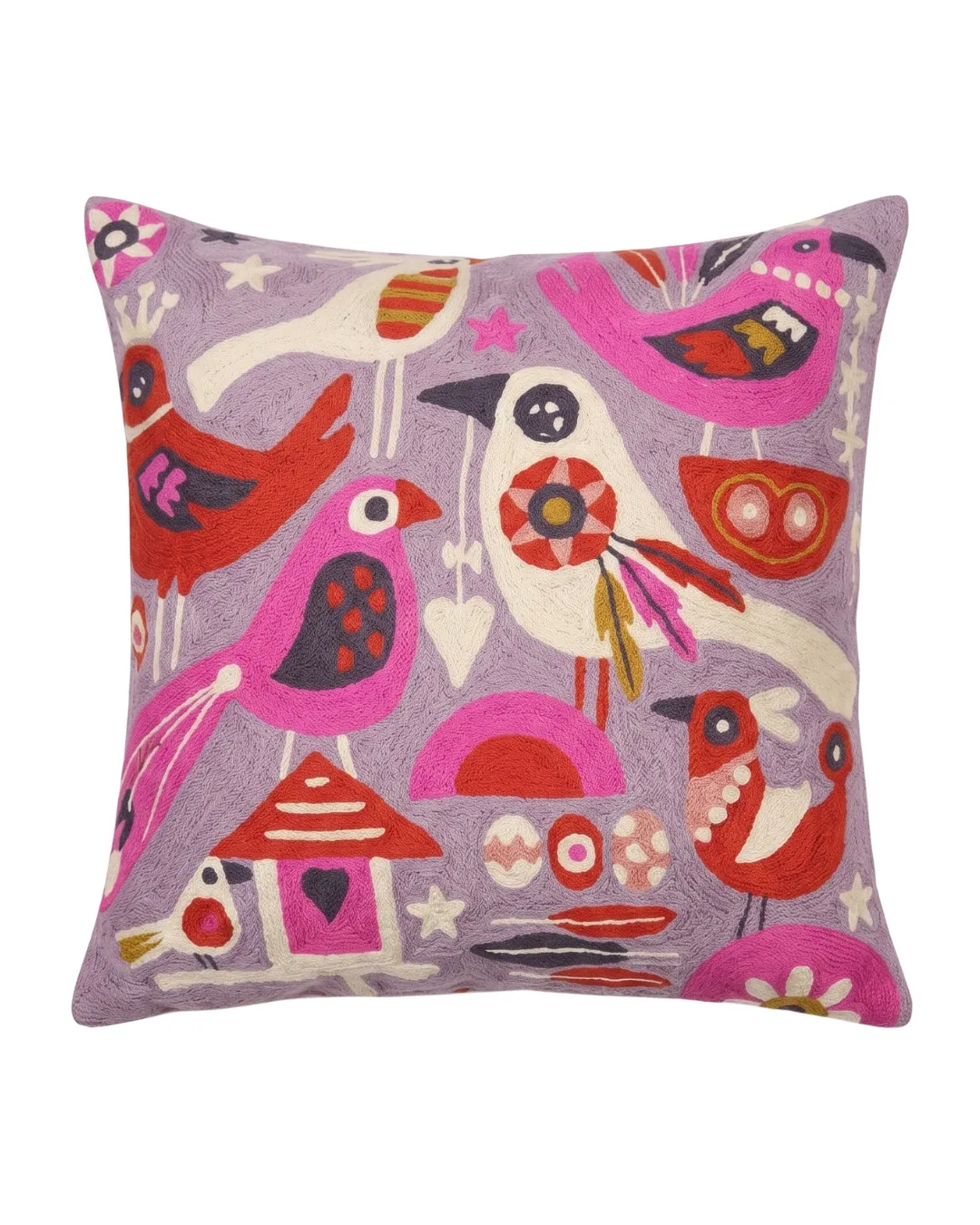 Bohemian Birdsong Crewel Cushion Cover - Image 3